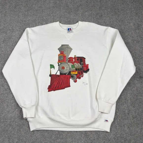 Russell Athletic Other - Russell Athletic Sweatshirt Mens L White Vintage 80s Train Graphic‎ Made In USA